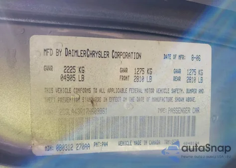 2007 Chrysler 300 z USA, uszkodzony, nr VIN 2C3LA43R17H609961